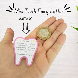 Lettre de la fée des dents, première dent | Mini note de fée des dents | Lettre de la fée des dents Canva modifiable | Fée des dents perdues personnalisée