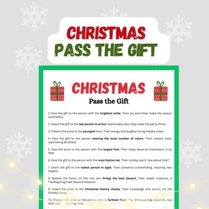 Juego de Pase de Navidad el Regalo Editable / Juegos de Pase de Navidad el Regalo Imprimible / Pase el Premio Regalo Vacaciones / Juego de Grupo de Navidad