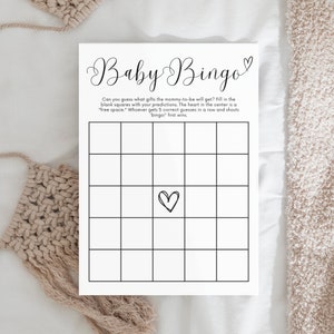 Bingo Baby Shower Editable / Pintable Bingo Cards Baby Shower / Baby Bingo Game/ Gender Reveal Bingo Game Editable Canva / B1