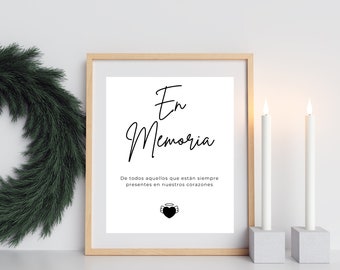 En Memoria Sign Template | Minimalist Wedding Memorial (Digital Download)