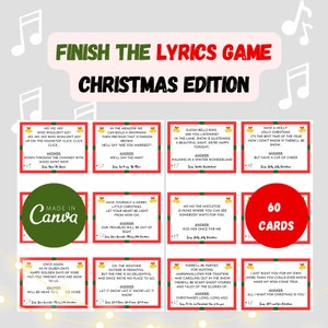 Finish The Lyrics Edição de Natal | Jogo de perguntas e respostas sobre músicas de Natal | Jogo de Natal para adultos e crianças | Jogo digital de letras de Natal Finish