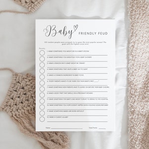 Family Feud Baby Shower Game| Baby Shower Feud Printable Game Editable |Baby Shower Family Feud|Baby Shower Family Feud Game With Answers|B1