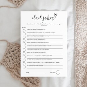 Dad Jokes Baby Shower Game | Dad Jokes Shower Game Trivia | Dad Jokes Editable Template| Baby Shower Party Game Cards | Editable | B1
