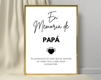En Memoria de Mi Papa Sign | Wedding Memorial (Digital Download)