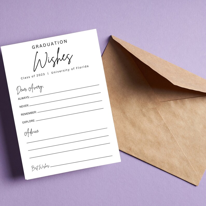 Graduation Advice and Wishes Card Template Minimalistic Graduation