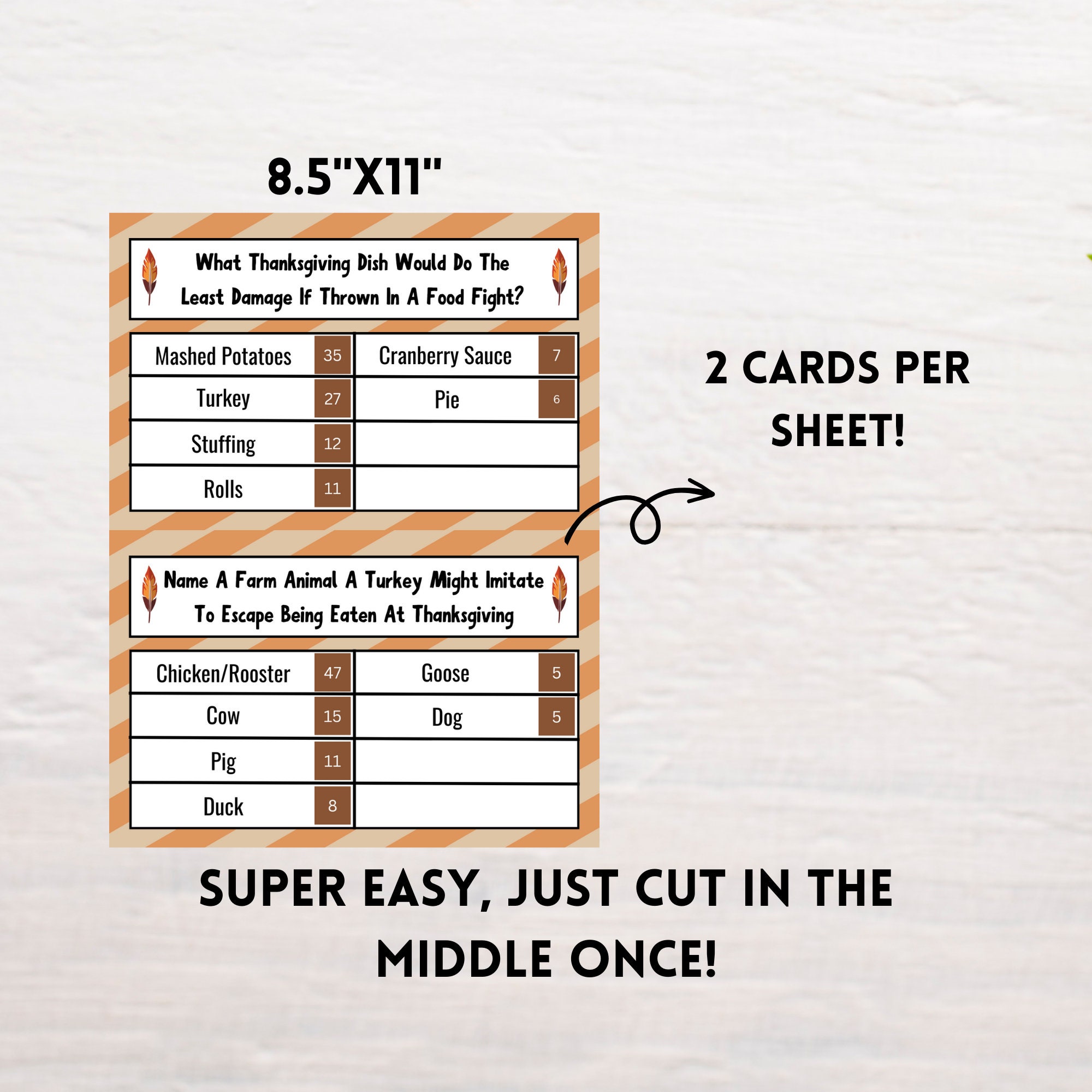 Thanksgiving Friendly Feud Printable Thanksgiving Trivia Thanksgiving
