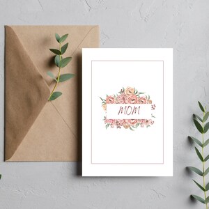 Florale Muttertagskarte | Elegante Mutter Karte | Alles Gute zum Muttertag | Sofort Download Karte