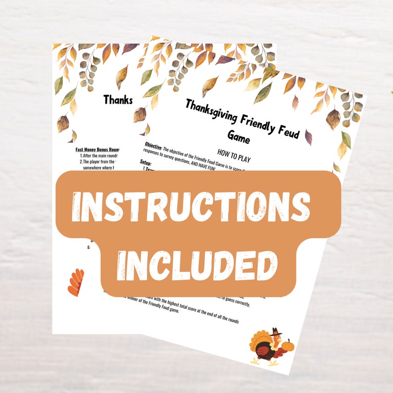 Thanksgiving Friendly Feud Printable Thanksgiving Trivia Thanksgiving