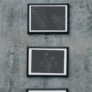 Modern Neutral Abstract Plants Prints Set 3