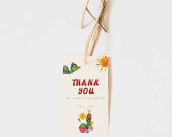 The Very Hungry Caterpillar Rectangle Girl Favor Tags I Caterpillar Thank You Tag  | The Hungry Caterpillar Girl Version Birthday