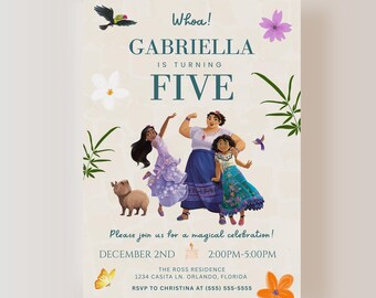 Encanto Editable Kids Birthday Party Invitation, Mirabel Birthday Party Invitation Template