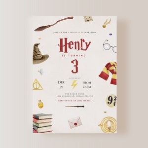 Editable Wizard Birthday Invitation ONLY, Magical Birthday Party Invite, Magic School Wizardry Birthday Party Instant Download