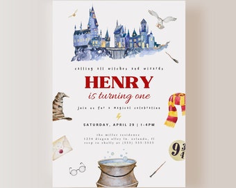 Editable Wizard Birthday Invitation ONLY, Magical Birthday Party Invite, Magic School Wizardry Birthday Party Instant Download