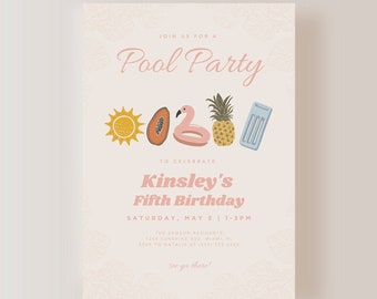 Pool Party Invitation ONLY, Pool Party Birthday, Summer Invitation, Instant Download, EDITABLE