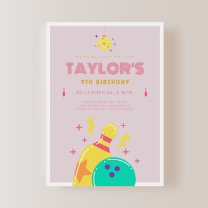 Bowling Birthday Invitation ONLY, Bowling Birthday, Bowling Invite, Birthday Invite, Instant Download, EDITABLE