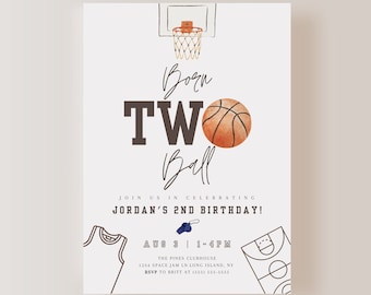 Born Two Ball Invitation ONLY, Born Two Ball Birthday, Basketball Invitation, Second Birthday Invite, Instant Download, EDITABLE