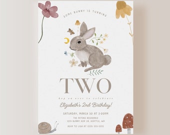 Bunny Birthday Invitation, Some Bunny Birthday Invitation, Easter Birthday, Spring 2nd Birthday, Printable Template