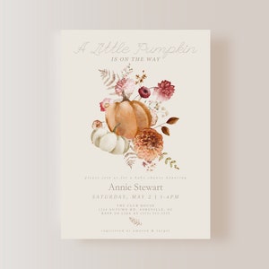 Little Pumpkin Baby Shower Invitation ONLY, Fall Baby Shower Invite, Falling in Love Baby Shower Invite, Instant Download, EDITABLE