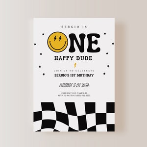 Eine Happy Dude Geburtstagseinladung NUR | Alles Gute zum Geburtstag | Erster Geburtstag Einladung | Sofort Download | BEARBEITBAR