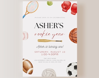 Rookie Year Birthday Invitation ONLY, Baseball Invitation, Baseball Theme, First Birthday Invite, Instant Download, EDITABLE