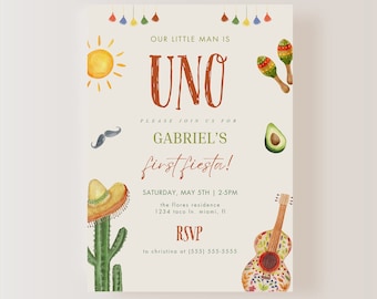 Turning Uno Birthday Invitation, Uno Fiesta Digital Invitation, First Fiesta Birthday Invite, EDITABLE File, INSTANT DOWNLOAD