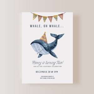 Whale Oh Whale Invitation ONLY, Whale Birthday, Wale Birthday Invitation, Instant Download | EDITABLE