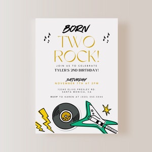 Born Two Rock Geburtstagseinladung NUR, Born Two Rock Geburtstag, Gitarre Thema Einladung, Instant Download, EDITIERBAR