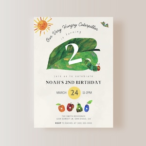 The Very Hungry Caterpillar Editable Digital invitation, Eric Carle Kids Birthday Invite, Instant Download, Kids birthday Invite