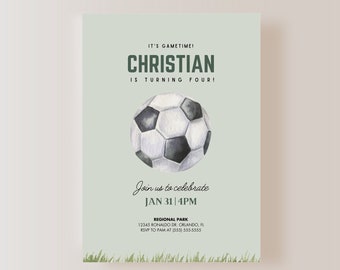 Soccer Birthday Invitation, Digital Soccer Invitation, Soccer Birthday Invite, EDITABLE File, INSTANT DOWNLOAD