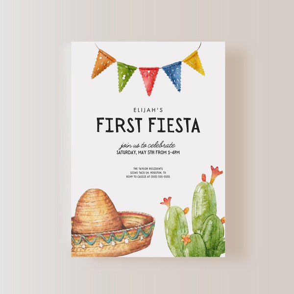 First Fiesta Birthday Invitation, Digital First Fiesta Invitation, First Fiesta Birthday Invite, EDITABLE File, INSTANT DOWNLOAD