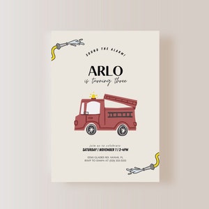 Fire Truck Birthday Invitation Template, Fire Truck Invitation, Fire Truck Birthday Invite, EDITABLE File, INSTANT DOWNLOAD