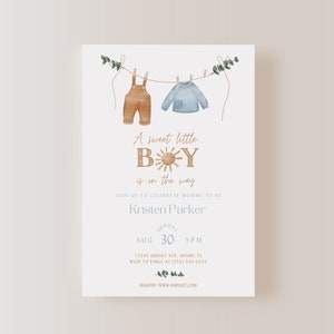 Sweet Baby Boy Invitation, Sweet Baby Boy Baby Shower Invitation, Baby Boy Invitation,EDITABLE File, INSTANT DOWNLOAD