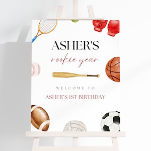 Rookie Year Welcome Sign, Rookie Year Birthday Welcome Sign, Sports Welcome Sign, EDITABLE File, INSTANT DOWNLOAD
