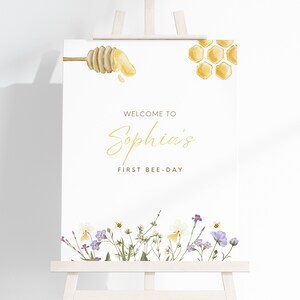Erstes Bienen-Tag-Meilensteinbrett, Bienen-Meilensteintabelle, Meilenstein-Zeichen für das erste Jahr des Babys, Bienen-Statistiken-Zeichen, bearbeitbare Vorlage für das erste Jahr Bild 4