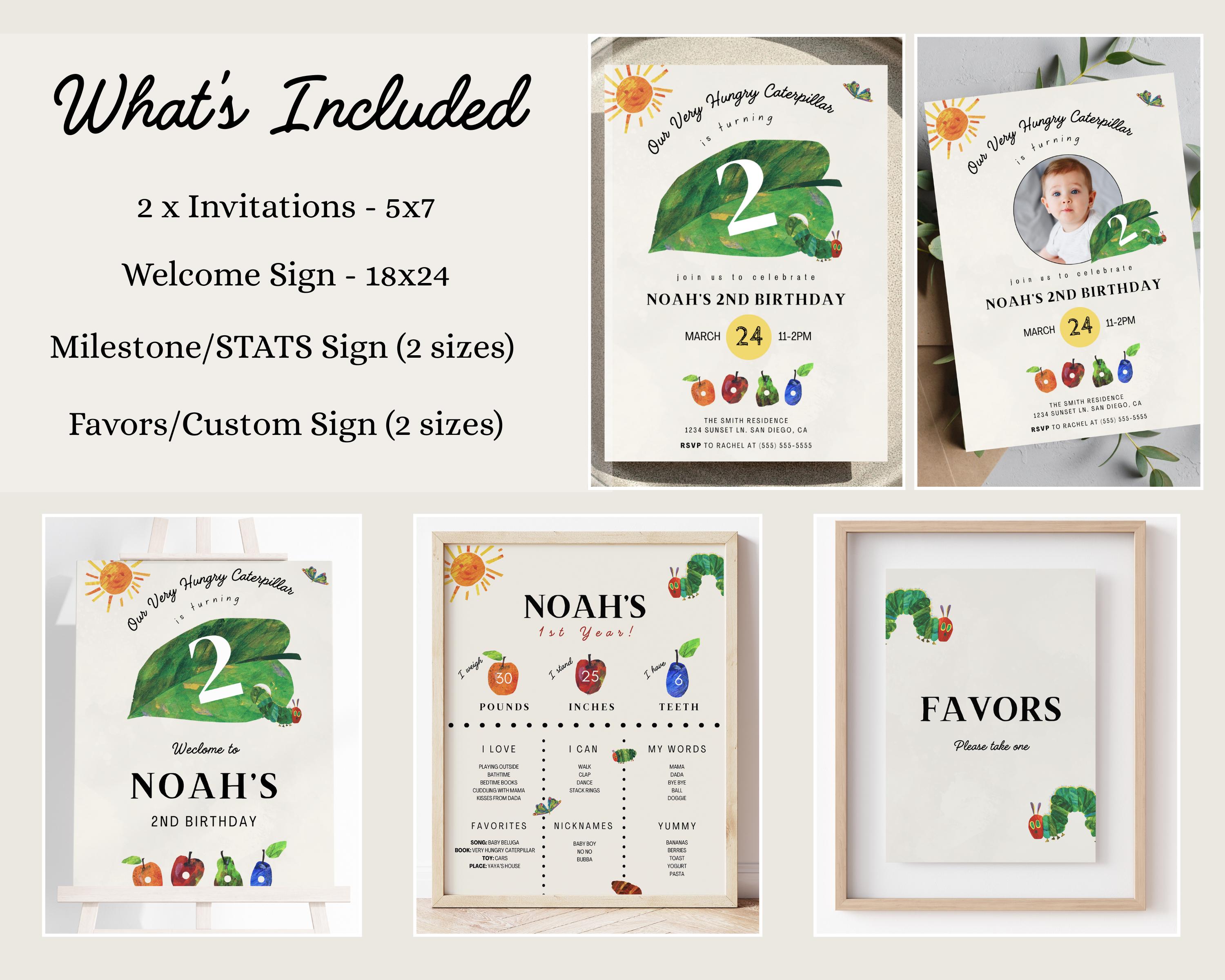 The Very Hungry Caterpillar Birthday Party Bundle: Editable Invitation ...