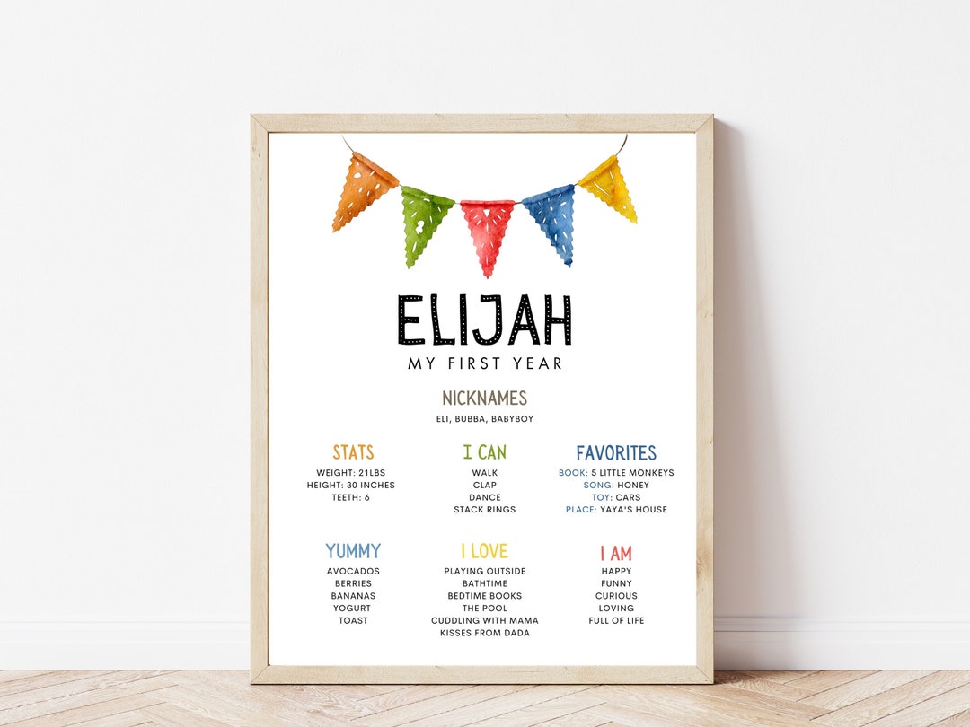 First Fiesta Birthday Milestone Board, Baby's First Year Milestone Sign ...
