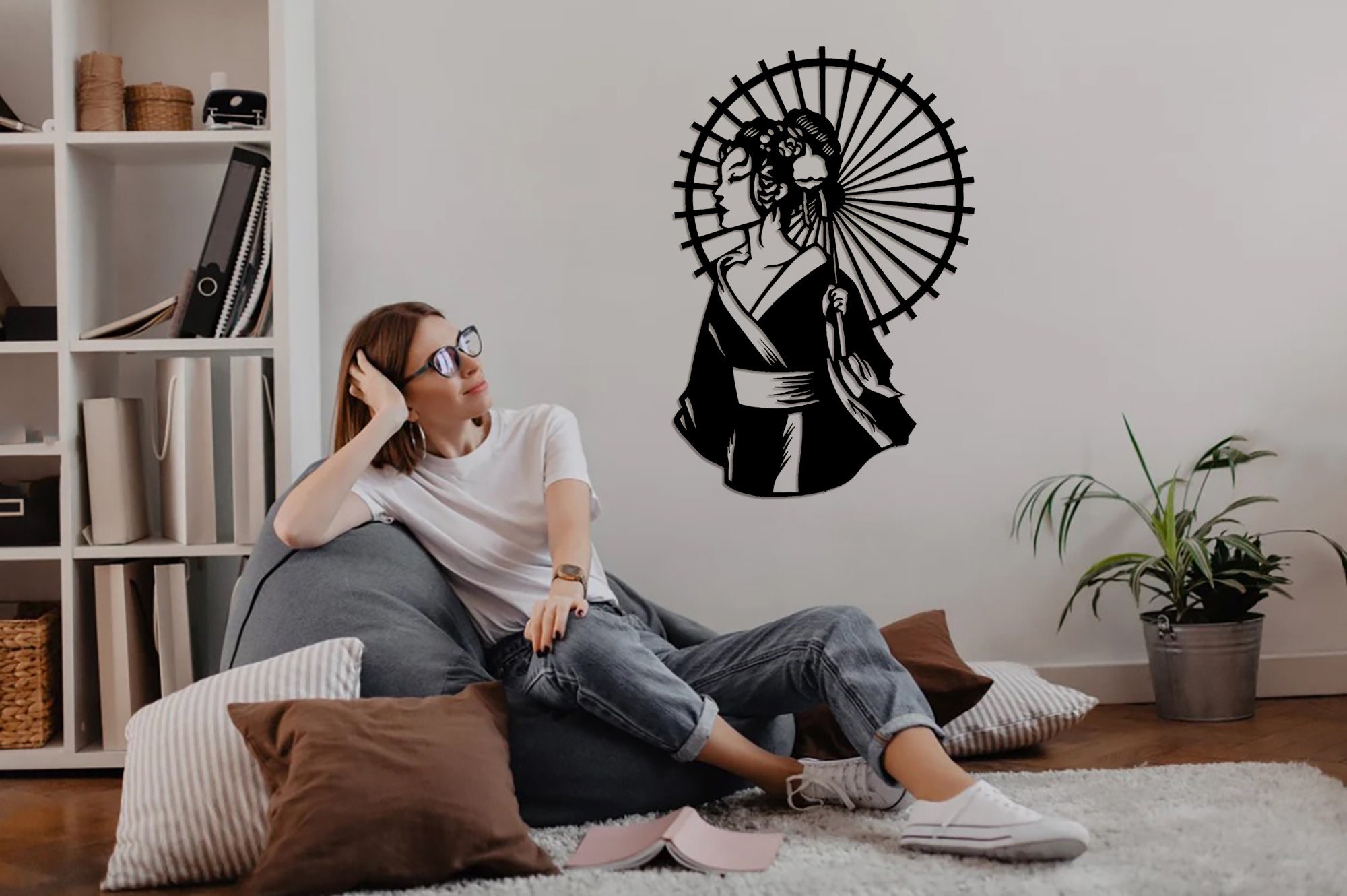 Geisha Japanese Wood Wall Artjapanese Woman Wooden Wall Etsy