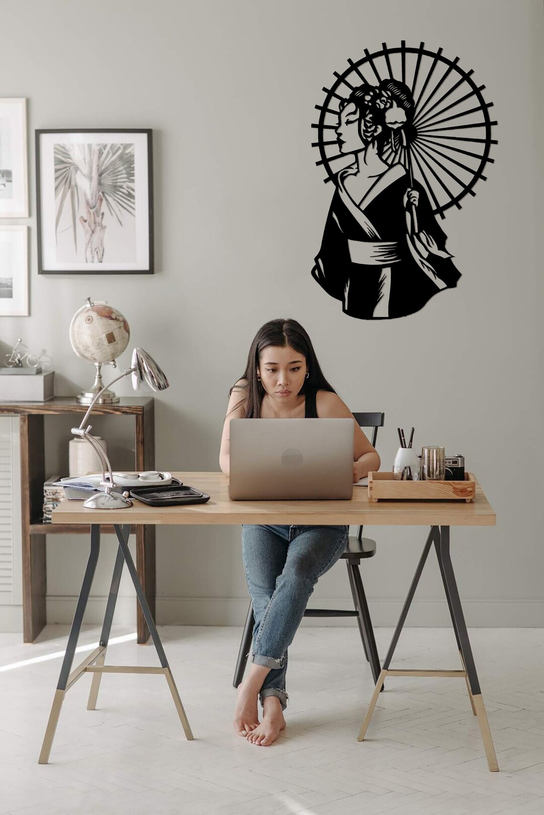 Geisha Japanese Wood Wall Artjapanese Woman Wooden Wall Etsy