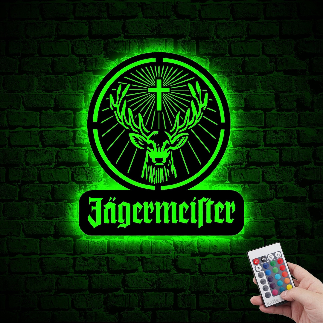 Jägermeister Logo Neon RGB LED Holz Wandkunst 3D Jägermeister Etsy.de