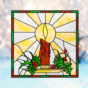 Christmas Candle Stained Glass Stained Glass Window Film