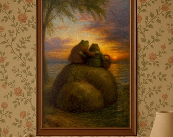 Frog and Toad Sunset Painting Wall Art | Vintage Art PRINTABLE Digital Downloadable