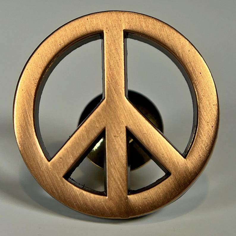 Peace Sign Global Unity Copper Metal Lapel Pin 1