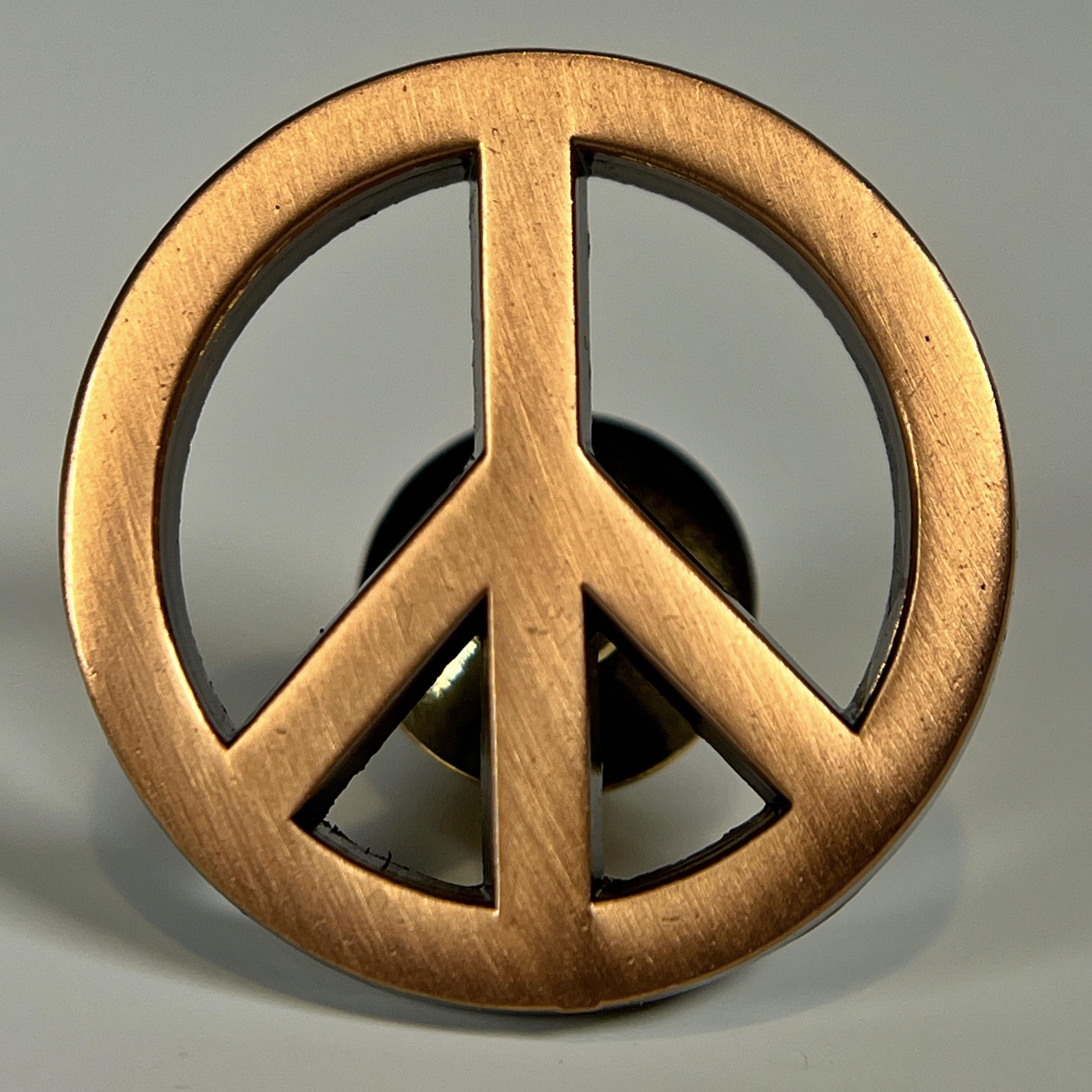 thumbnail image 2 of Metallic Gold Hippie Peace Sign Iron-On Embroidered Patch – 3" Cutout 2 of 5