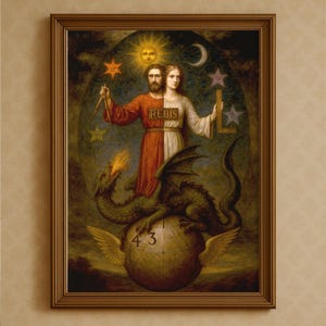 Alchemical Rebis Esoteric Occult Painting Wall Art | Vintage Art PRINTABLE Digital Downloadable