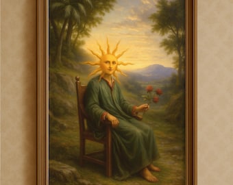 Impression d'art soleil alchimique : peinture occulte de Clavis Artis (téléchargeable numérique)