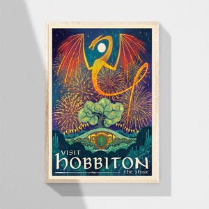 Hobbiton Fireworks Travel Fantasy Rings Lord Unframed Poster