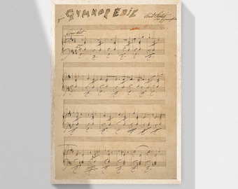 Erik Satie Gymnopedie Handwritten Manuscript Unframed Poster