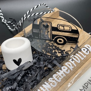 Geschenkset für Camper inkl. Wunscherfüller und Schutzengel als Geldgeschenk- oder Gutscheinverpackung Reisekasse Geschenk Globetrotter Geld