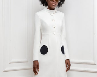 Space Age Mod Coat with Interchangeable Circle Pockets