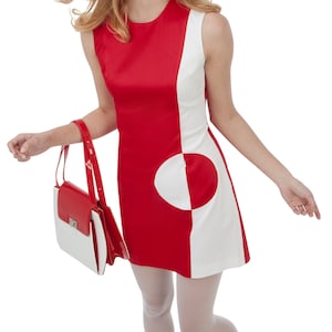 Mod 1960s Red/White Circle Pocket Dress